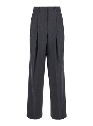 Theory Grey High-Waist Pants With Pences In Stretch Wool Woman