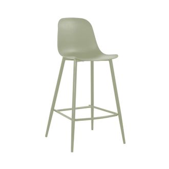 DRAWER Lote 4 taburetes bar int/ext pl&aacute;stico y metal h65cm - verde
