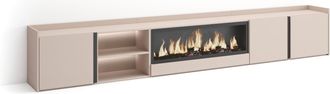 Skraut Home Skraut Home - Mueble Tv, Televisi&oacute;n, Muebles De Sal&oacute;n, Almacenaje, 315x35x50cm, Para Tv Hasta 80, Chimenea El&eacute;ctrica Xxl, Led, Estilo Moderno, Beige
