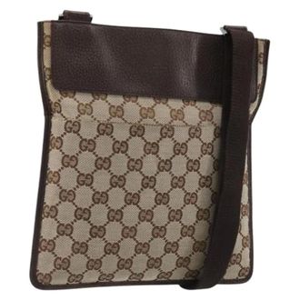 Gucci Pre-owned Vintage GG Canvas Shoulder Bag - Dames - Pre-owned - Bruin - Maat: ONE Size Leer