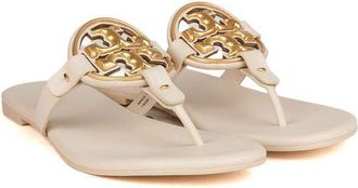 Tory Burch Womens Sandals New Cream - Gold Footwear Flats