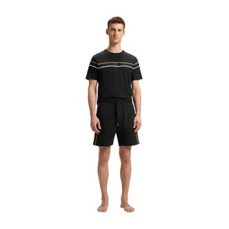 HUGO BOSS Heren Katoenen Tape Rechte Shorts (Zwart)