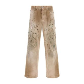 Dsquared2 Mushroom Field Baggy Carpenter Jeans - Heren - Jeans - Beige - Maat: 2XL Katoen