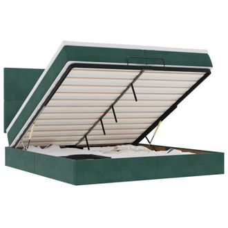 vidaXL Estructura De Cama Otomana Colchones Terciopelo Verde Oscuro Vidaxl