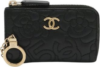 Chanel Pre-owned Camellia Lambskin Coin Purse - Dames - Vintage Accessoires - Zwart - ONE Size - Leer - Vintage