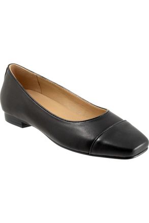 Trotters Harbor T2457-001 Flat Women Black Leather Cap Toe Slip On ZOGG3922