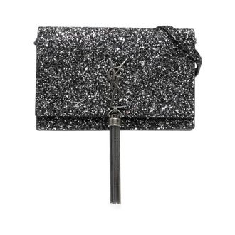 Saint Laurent Pre-owned Cross Body Bags, female, Black, Size: ONE SIZE Pre-owned Kate Glitter Tassel Chain Wallet