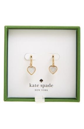 Kate Spade New York heart drop huggie hoop earrings in Cream. at Nordstrom Rack