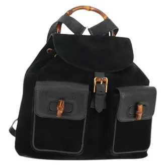 Gucci Pre-owned Backpacks, female, Black, Size: ONE SIZE Pre-owned Vintage Suede Backpack