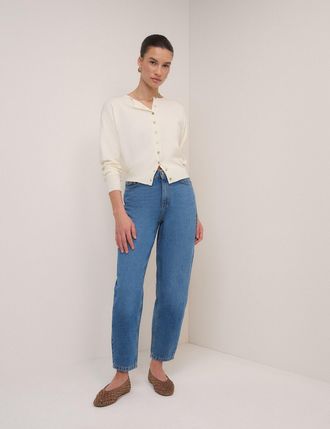 Nobody's Child Blue High Rise Putney Barrel Leg Jeans