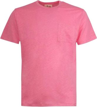 MC2 Saint Barth Linnen T-shirt met voorzak - Heren - T-shirts - Roze - L - Linnen - Tops
