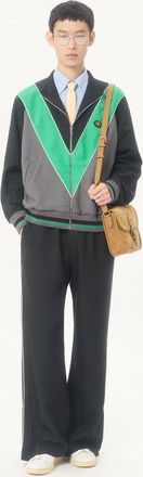 Valentino Felpa Valentino in nylon con zip e V intarsiata Uomo GRIGIO/NERO 3XL