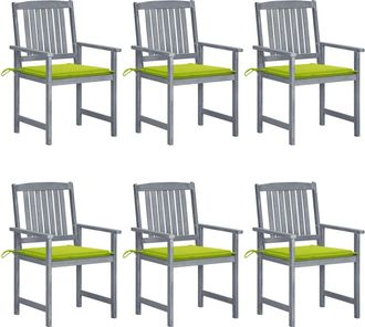 vidaXL Sillas De Jard&iacute;n Con Cojines 6 Uds Madera Maciza De Acacia Gris Vidaxl
