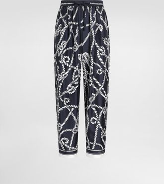 Dolce & Gabbana Marina-print Silk Twill Vanity Trousers - Man Pants And Shorts Multicolor 46