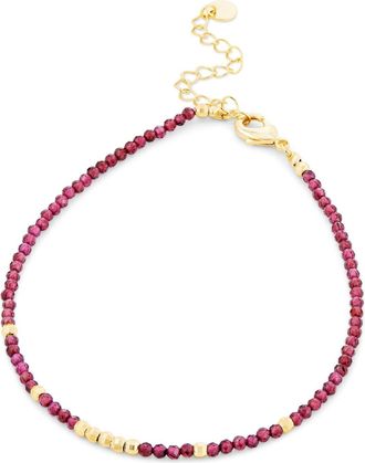 Savvy Cie Jewels GOLD PLATED OVER BRASS GARNET BEADS AND GOLD COLOR BEADS NECKLACE