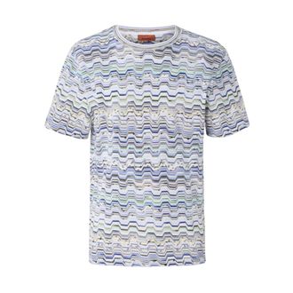 Missoni T-Shirts, male, Multicolor, Size: XL Crew-neck cotton T-shirt with Raschel knit and Greek motif