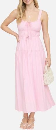 Blu Pepper Front Tie Fit & Flare Midi Dress in Pink at Nordstrom Rack, Size Medium