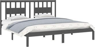 vidaXL Estructura De Cama De Madera Maciza De Pino Gris 200x200 Cm Vidaxl