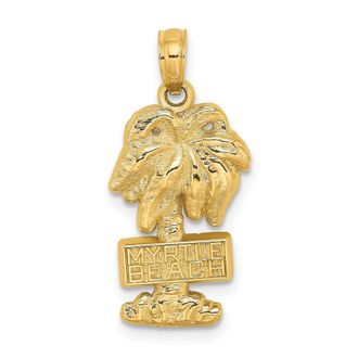 Diamond2Deal 14k Yellow Gold MYRTLE BEACH Palm Tree Charm Pendant
