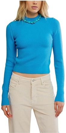 Free People Even After Pullover Womens Sweater Swedish Blue : LG (Womens 12-14), Acrylic/Elastane/Polyester