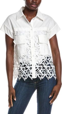 Gracia Hollow-Out Lace Embroidered Front Pocket Top