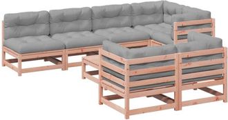 vidaXL Set De Sof&aacute;s Jard&iacute;n 8 Pzas Con Cojines Madera De Abeto Douglas Vidaxl