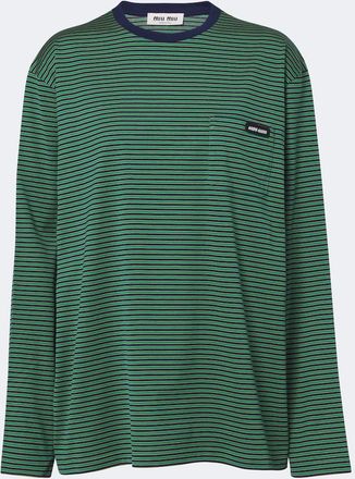 Miu Miu T-shirt a righe in jersey di cotone