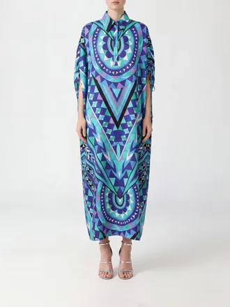 Pucci Geometric Print Silk Midi Chemisier Dress with Classic Collar