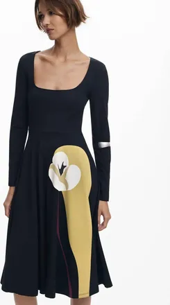 Desigual Lirio Scoop-Neck Midi Dress In Black