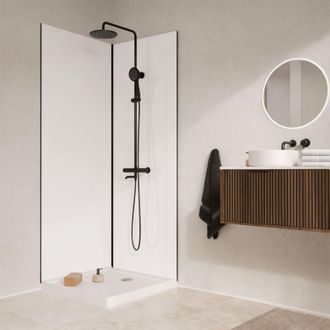 Aurlane Pack 2 Paneles Murales Aluminio Blanco 80x210 Y Perfiles Negros Wallit