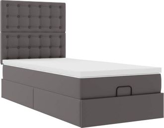 vidaXL Cama Otomana Colch&oacute;n Cuero Sint&eacute;tico Gris 90x200 Cm Vidaxl