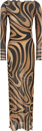 Pucci Multicolor Marmo Print Tulle Dress