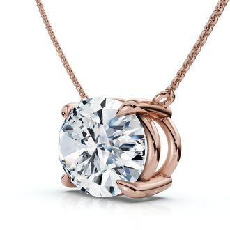 Pompeii3 Certified 4Ct Diamond Oval Solitaire Pendant 14k Gold 18 Womens Chain Lab Grown