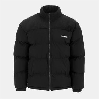 Firetrap Heren-pufferjack van corduroy met kleurblokken en gewatteerd patroon (Zwart)