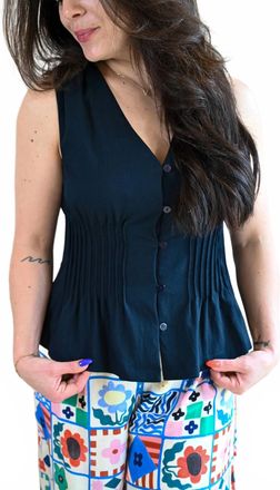 Greylin Rosemont Avenue Pintuck Sleeveless Top In Blue