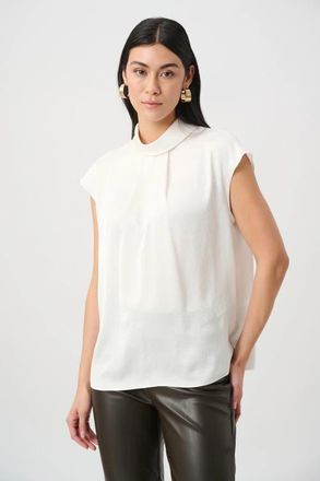 Joseph Ribkoff Recycled Satin Turtleneck Top in Winter White at Nordstrom, Size 10