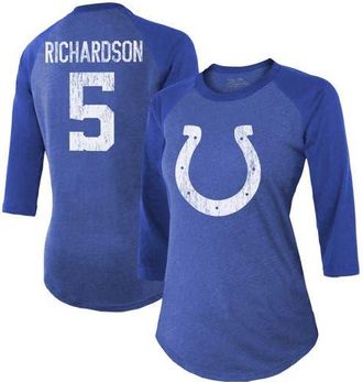 Majestic Threads Womens Majestic Threads Anthony Richardson Royal Indianapolis Colts Player Name & Number Tri-Blend 3/4-Sleeve Fitted T-Shirt at Nordstrom, Size Large