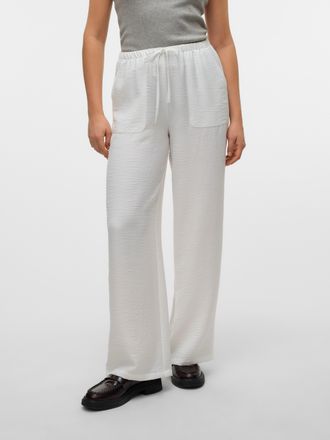 Vero Moda Schlupfhose VERO MODA VMMELANEY HW LOOSE PANT WVN GA NOOS, Damen, Gr. XXL (44), N-Gr, weiss (snow wei&szlig;), Web, Obermaterial: 100% Polyester, unifarben,