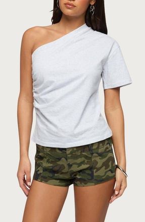 Edikted Yurey Gathered One Shoulder Top in Light-Gray-Melange at Nordstrom, Size X-Large