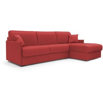 Divani.Store Divani.store - Evans Divano letto angolare con penisola in morbido tessuto impermeabile T13 252 cm Destro (mat. 140x197) rosso