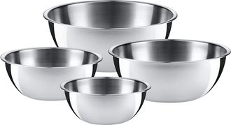 OEM Juego De 4 Cuencos Apilables De Acero Inoxidable Con Fondo Plano Y Boquillas Para Verter, Ideales Para Cocinar Y Hornear