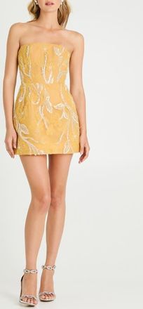 Helsi Marisa Floral Strapless Fit & Flare Minidress in Marigold at Nordstrom, Size X-Large