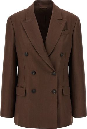 Brunello Cucinelli Double-Breasted Blazer Blazers Marrone-Donna