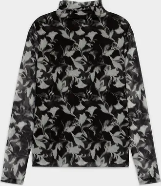 Contemporaine Womens Mock-neck mesh T-shirt