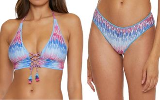 BECCA by Rebecca Virtue Joshua Tree Halter Top And Shirred American Bikini Bottom Set In Multi