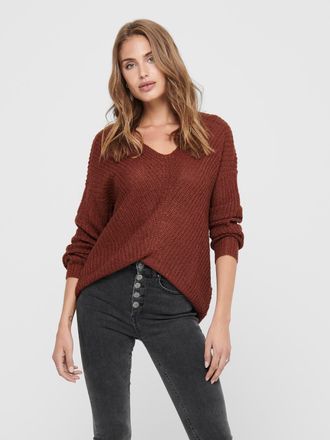 Jacqueline de Yong Strickpullover JDY JDYNEW MEGAN L/S PULLOVER KNT NOOS, Damen, Gr. XS, schwarz (smoked paprika detail:with schwarz ply), Strick, Obermaterial: 88% Poly