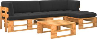 vidaXL Muebles De Palets 4 Pzas Y Cojines Madera Pino Impregnada Miel Vidaxl