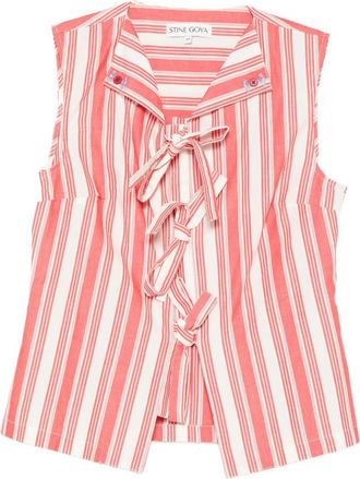 Stine Goya Striped Tie-front Top