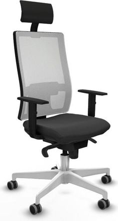 Piqueras y Crespo Piqueras Y Crespo - Horna sincro malla blanca similpiel gris oscuro brazos 1D base blanca cabecero fijo ruedas 65mm engomadas