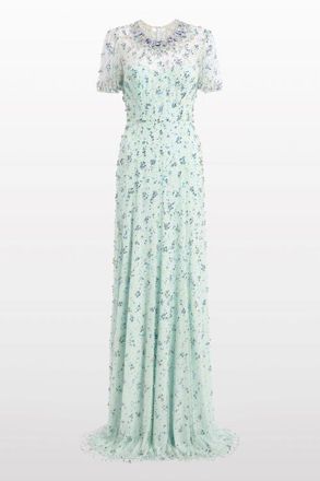 Jenny Packham Ambiance Beaded Maxi Dress in Alice Blue at Nordstrom, Size 10 Uk